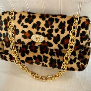 Leopard Fur, Chain Shoulder Bag,  BLOOMINGDALES, Vintage